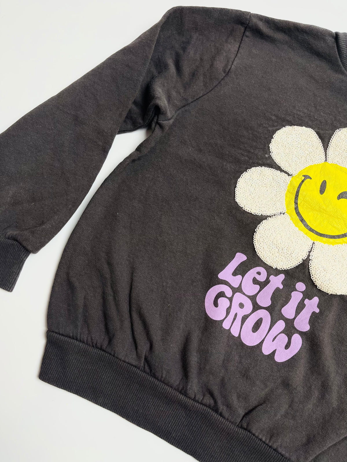 H&M Kids Black “Let It Grow” Flower Graphic Sweatshirt