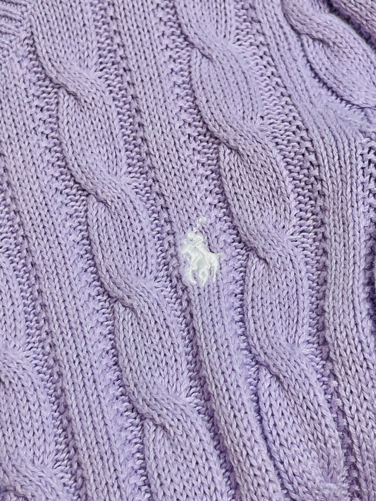 Polo Ralph Lauren Lavender Cable-Knit Peplum Cardigan