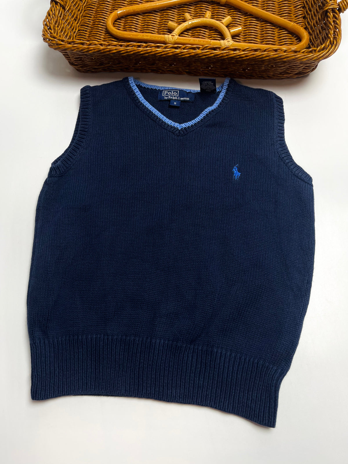 Ralph Lauren Navy V-Neck Knit Sweater Vest