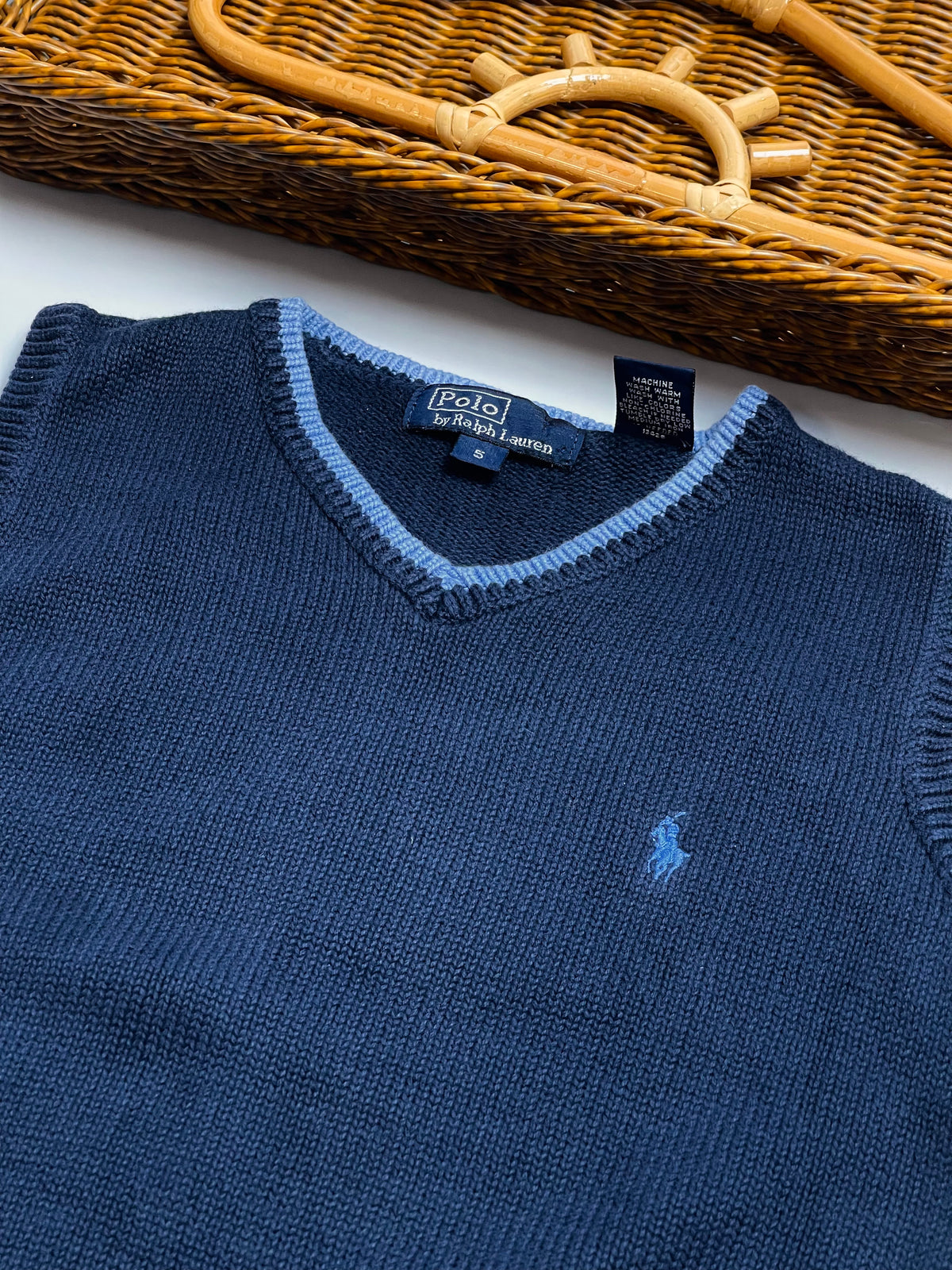 Ralph Lauren Navy V-Neck Knit Sweater Vest