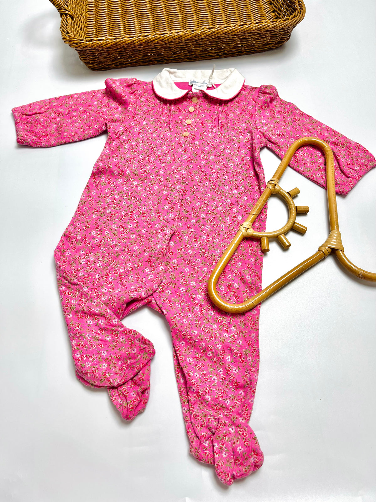 Ralph Lauren Pink Floral Footed Romper