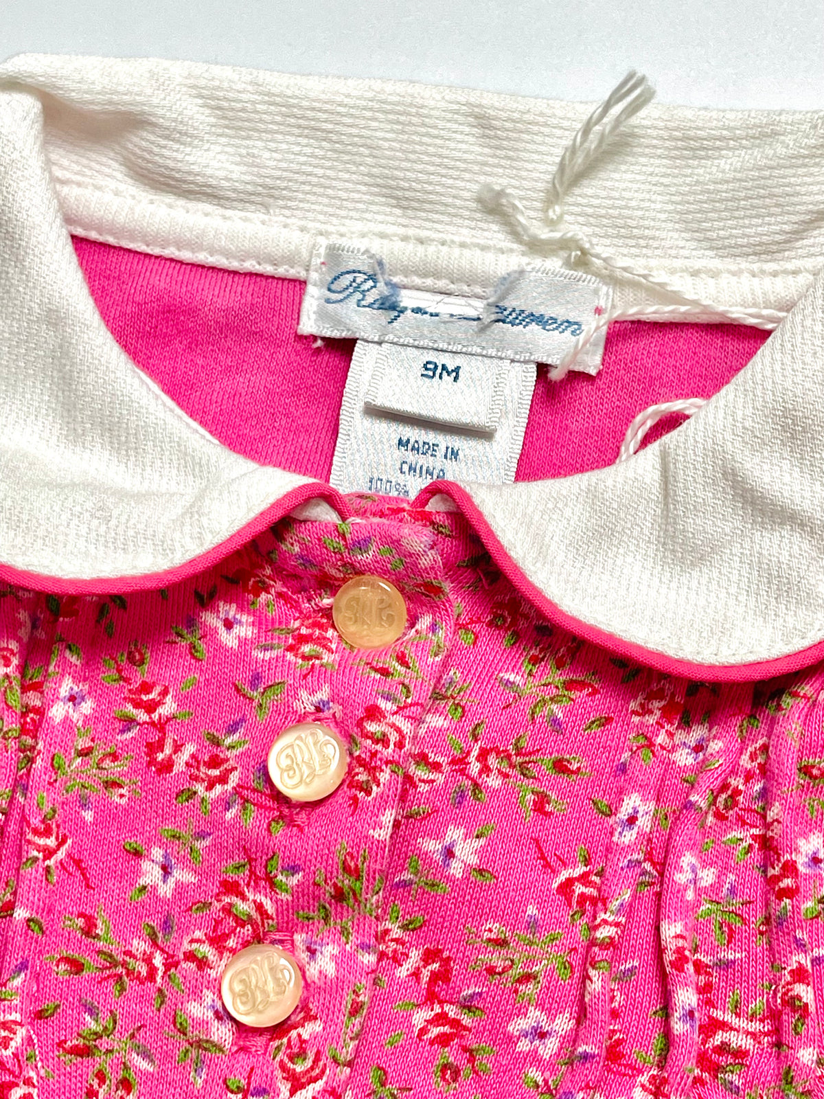 Ralph Lauren Pink Floral Footed Romper