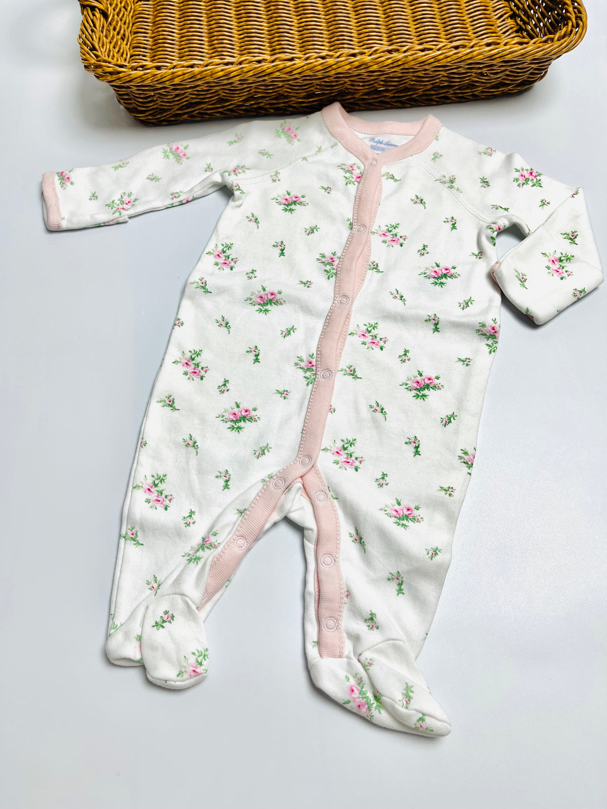 Ralph Lauren Floral Print Footed Baby Romper