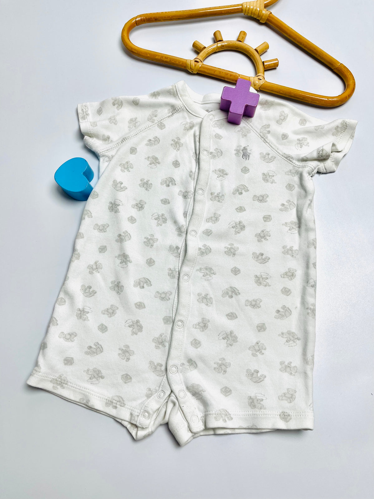 Ralph Lauren Teddy Bear Print Baby Romper