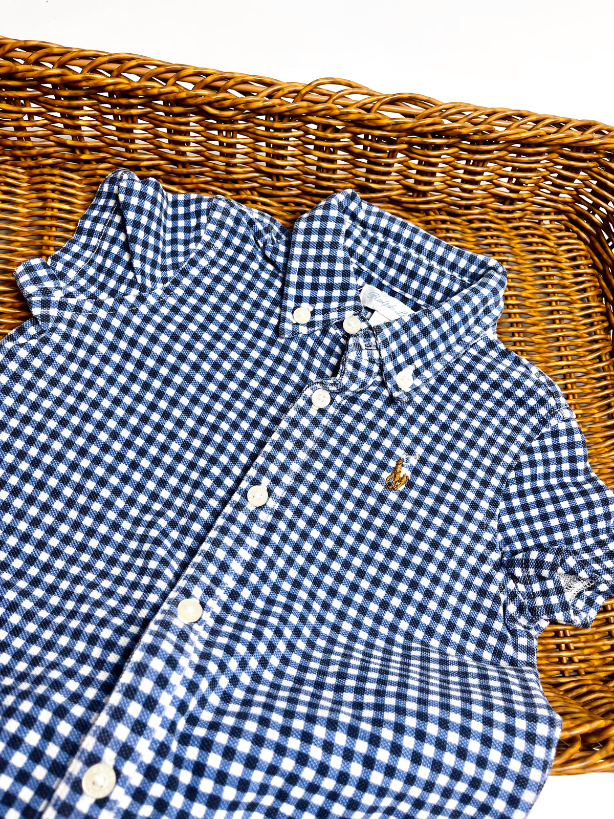 Ralph Lauren Navy Gingham Button-Down Romper