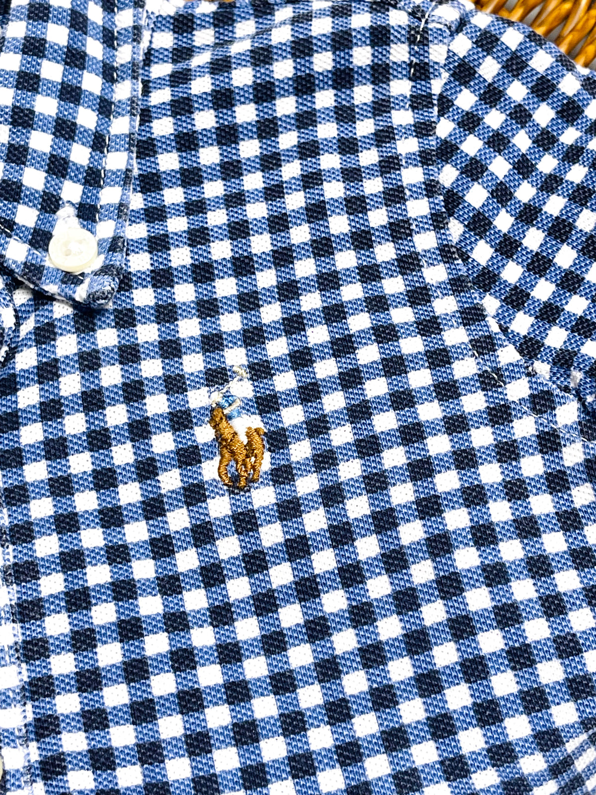 Ralph Lauren Navy Gingham Button-Down Romper