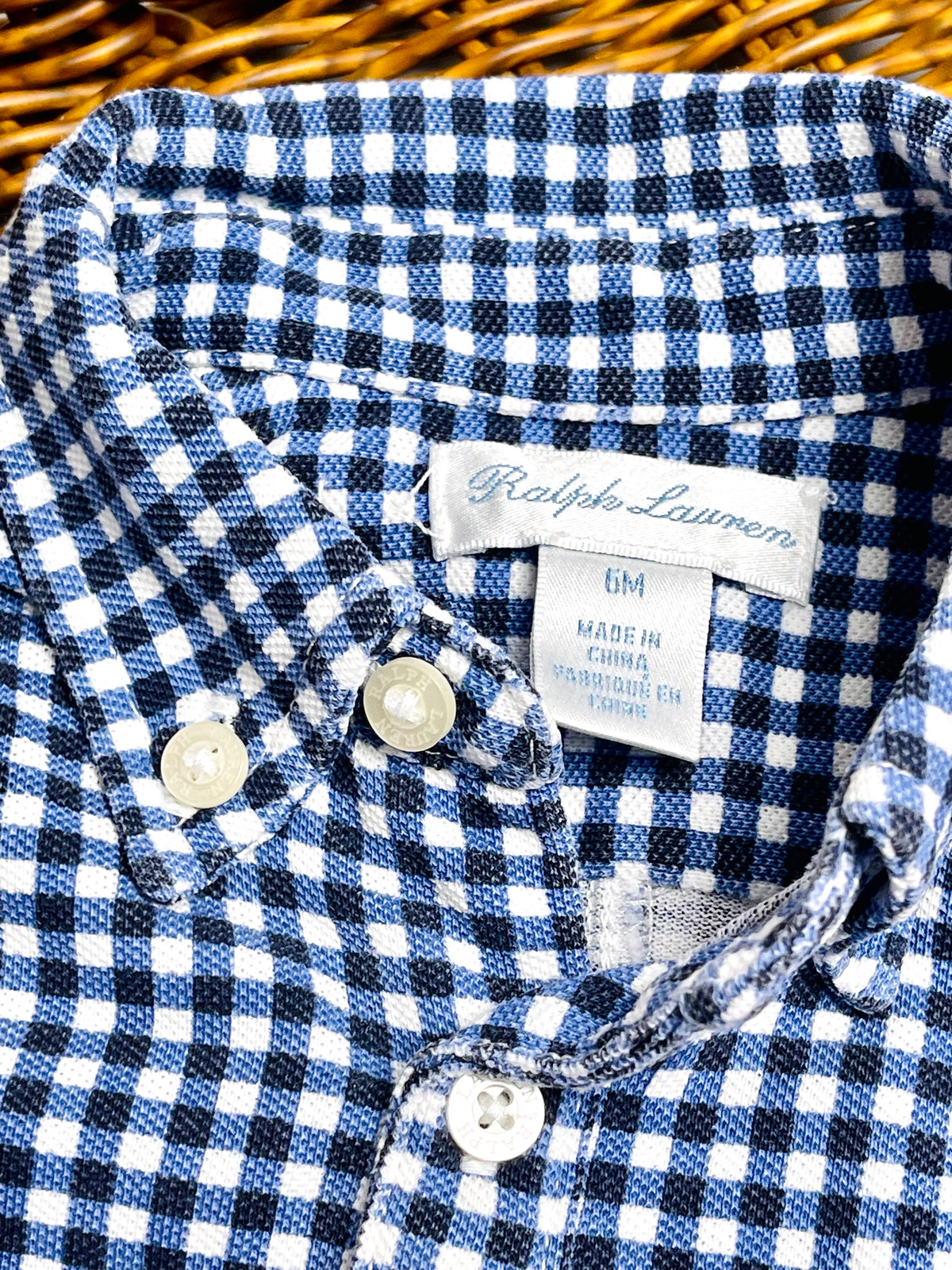 Ralph Lauren Navy Gingham Button-Down Romper