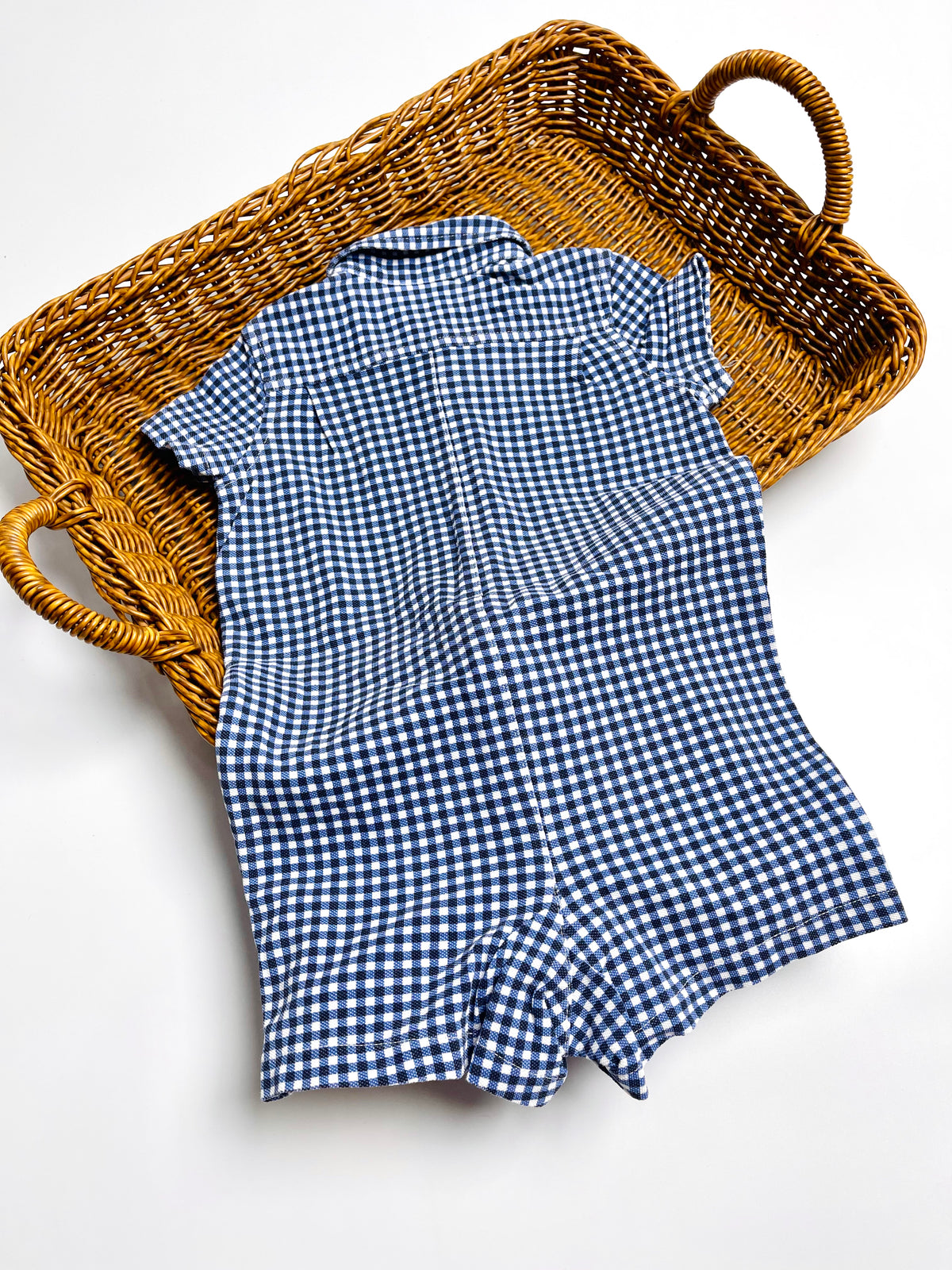 Ralph Lauren Navy Gingham Button-Down Romper
