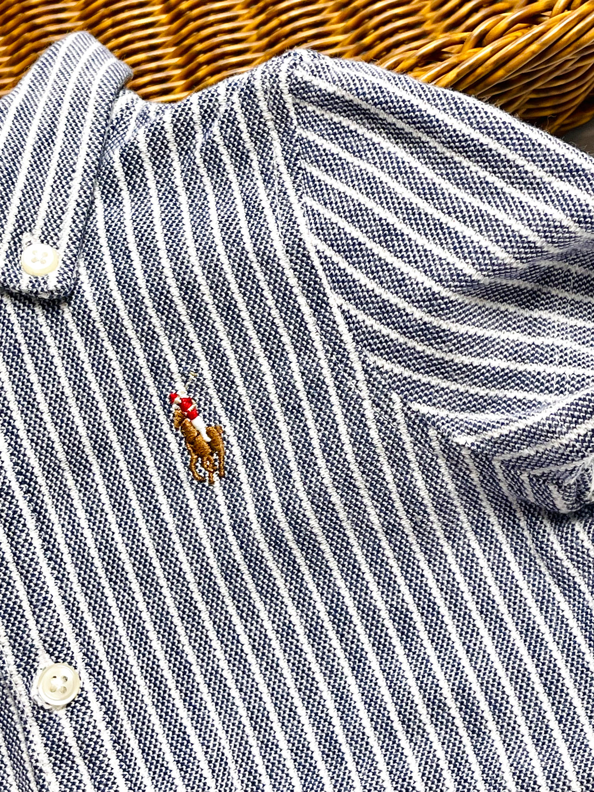 Ralph Lauren Navy Stripe Collared Romper