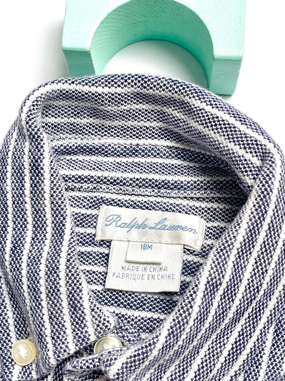 Ralph Lauren Navy Stripe Collared Romper
