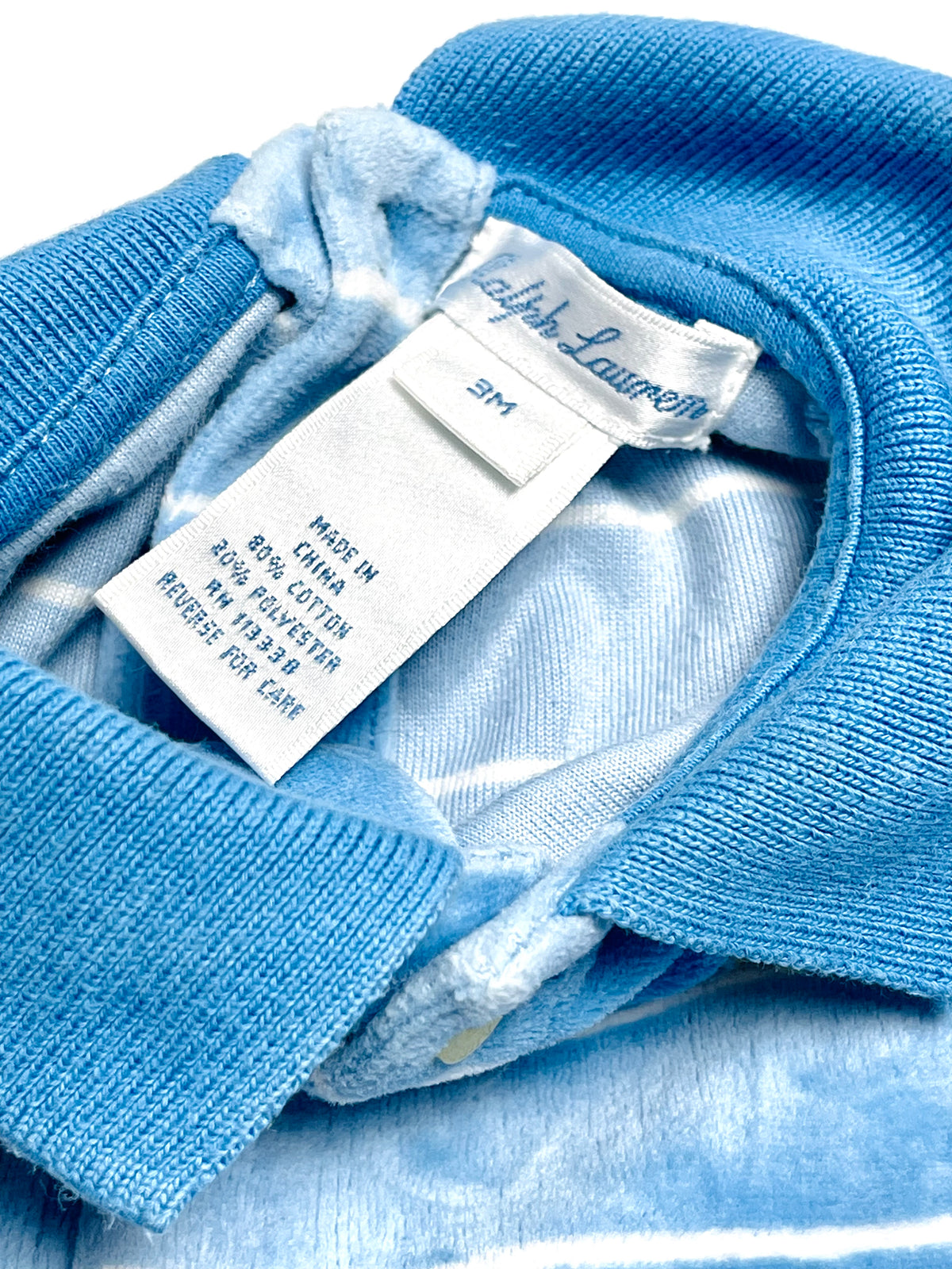 Ralph Lauren Blue Stripe Footed Polo Romper