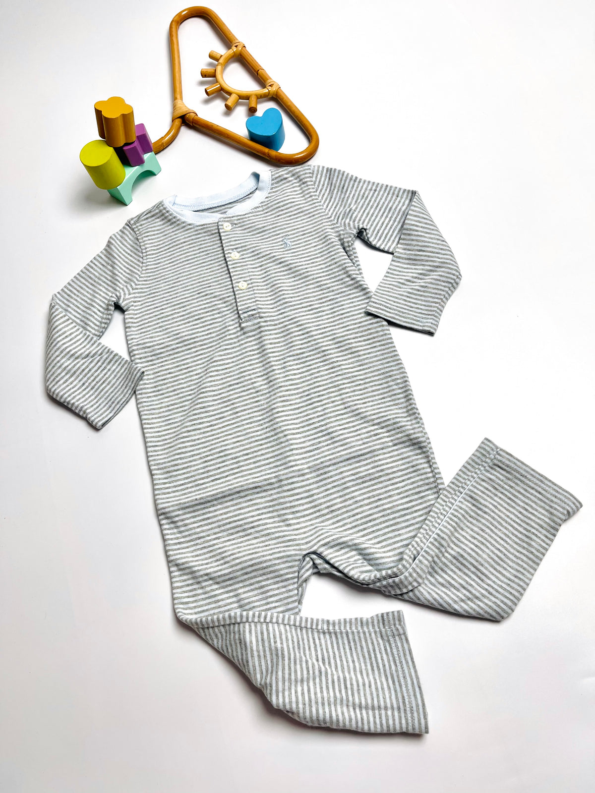 Ralph Lauren Grey & White Striped One-Piece