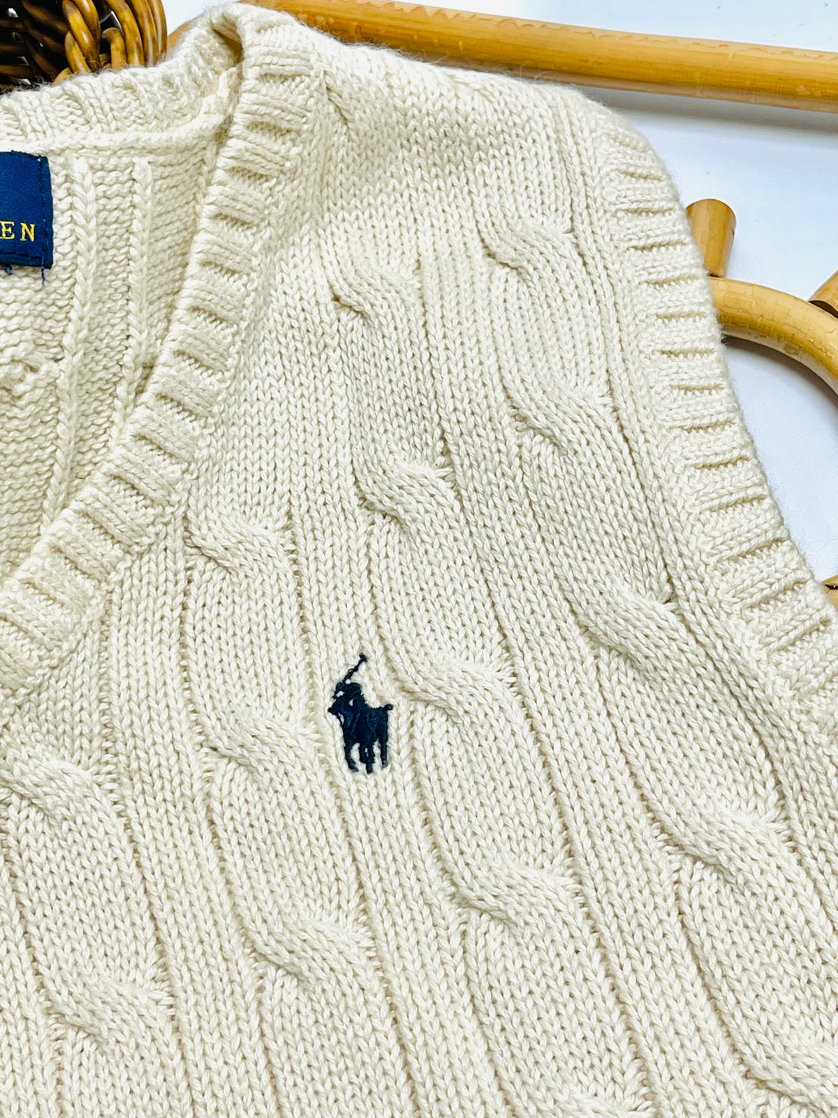 Ralph Lauren Cream Cable-Knit Sweater Vest