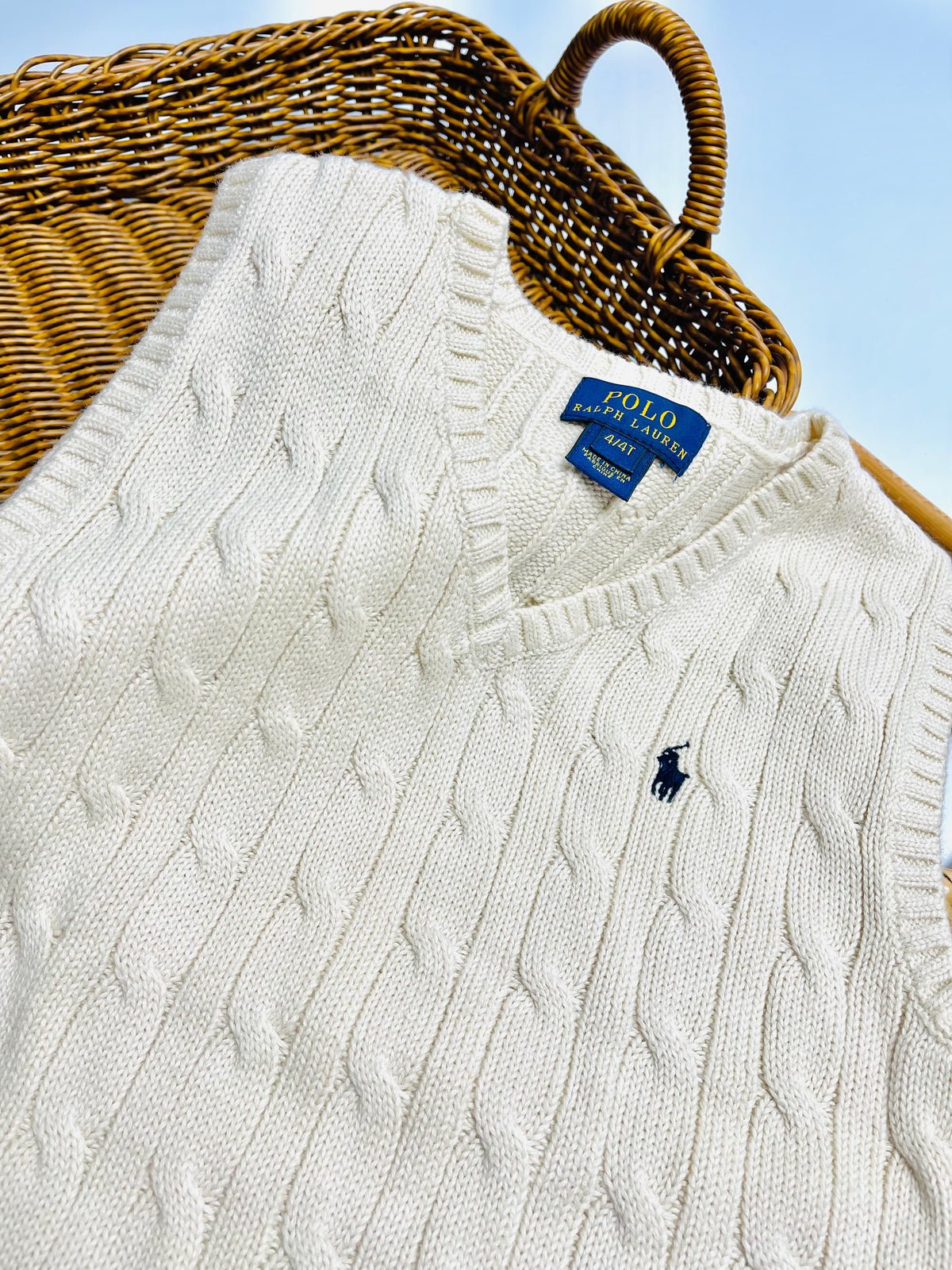 Ralph Lauren Cream Cable-Knit Sweater Vest