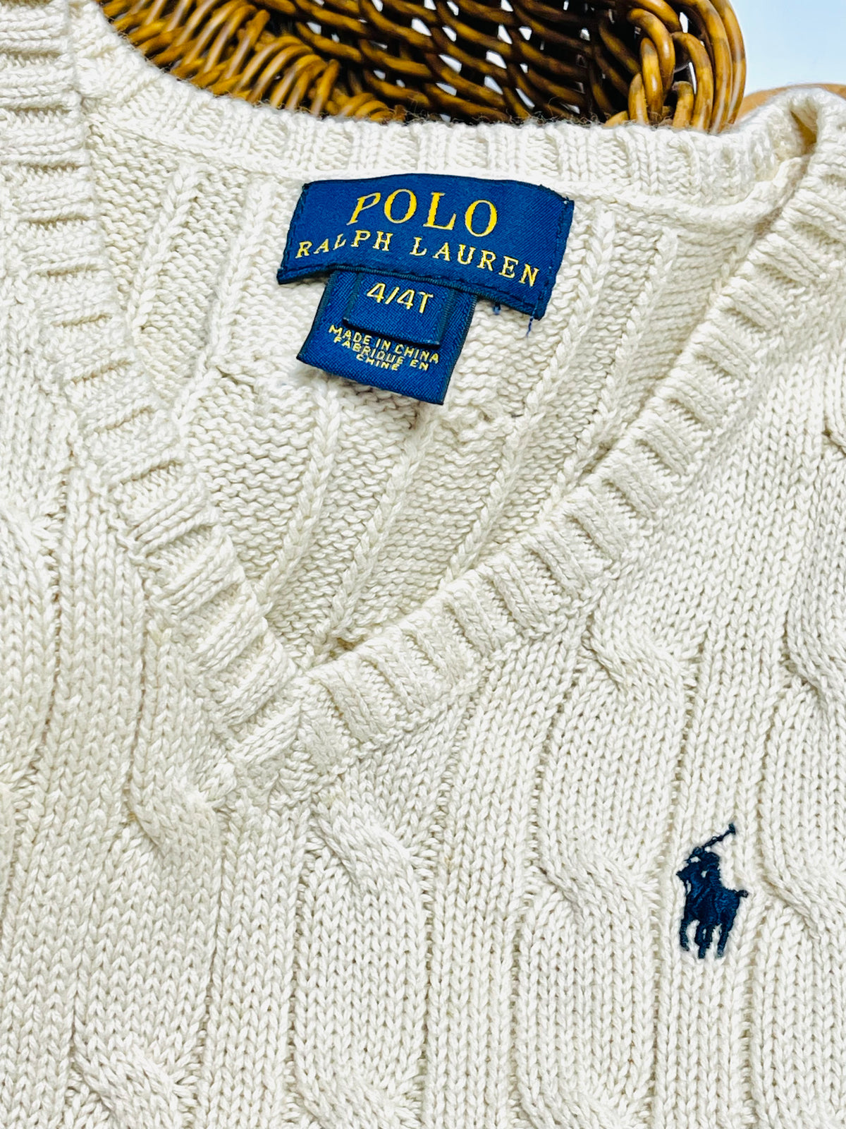 Ralph Lauren Cream Cable-Knit Sweater Vest