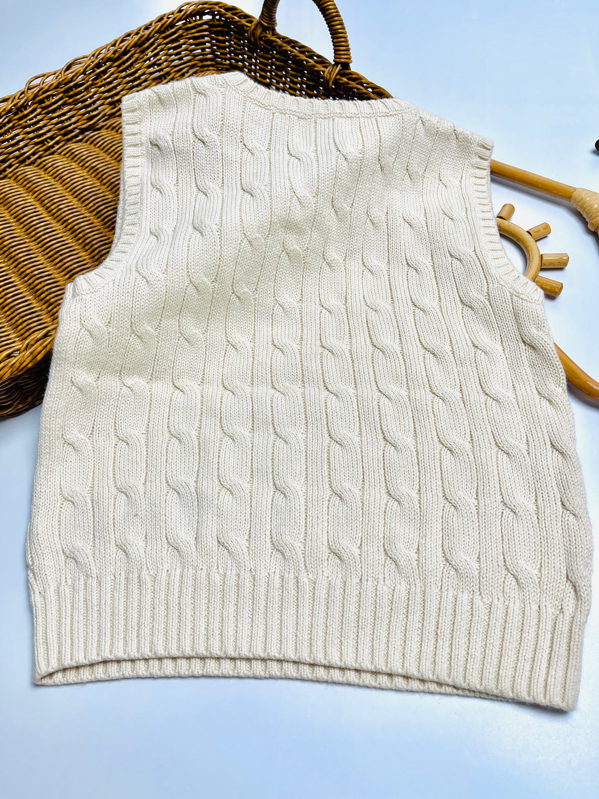 Ralph Lauren Cream Cable-Knit Sweater Vest