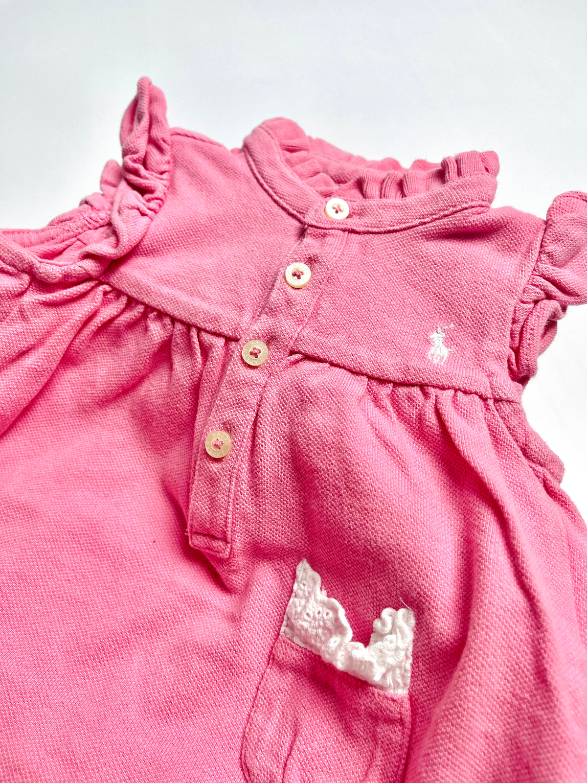 Ralph Lauren Pink Ruffle Polo Bubble Romper