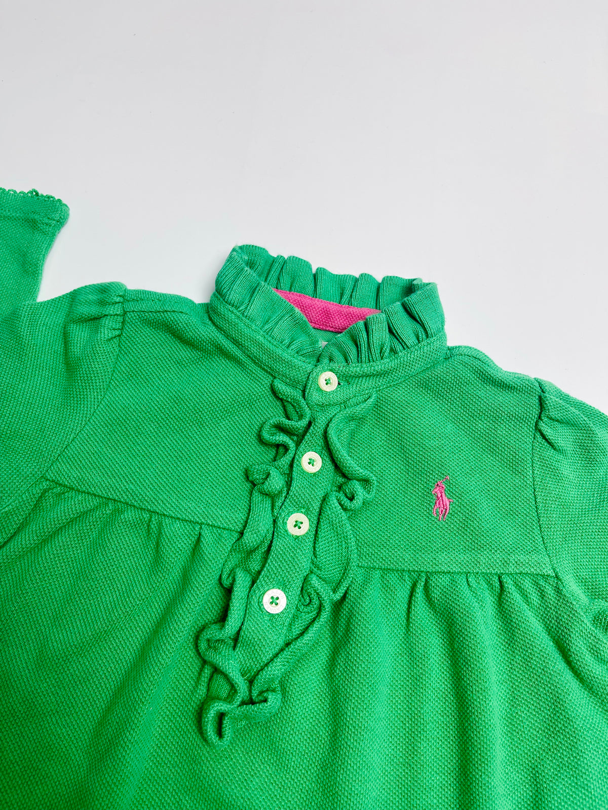 Ralph Lauren Green Ruffle Knit Romper