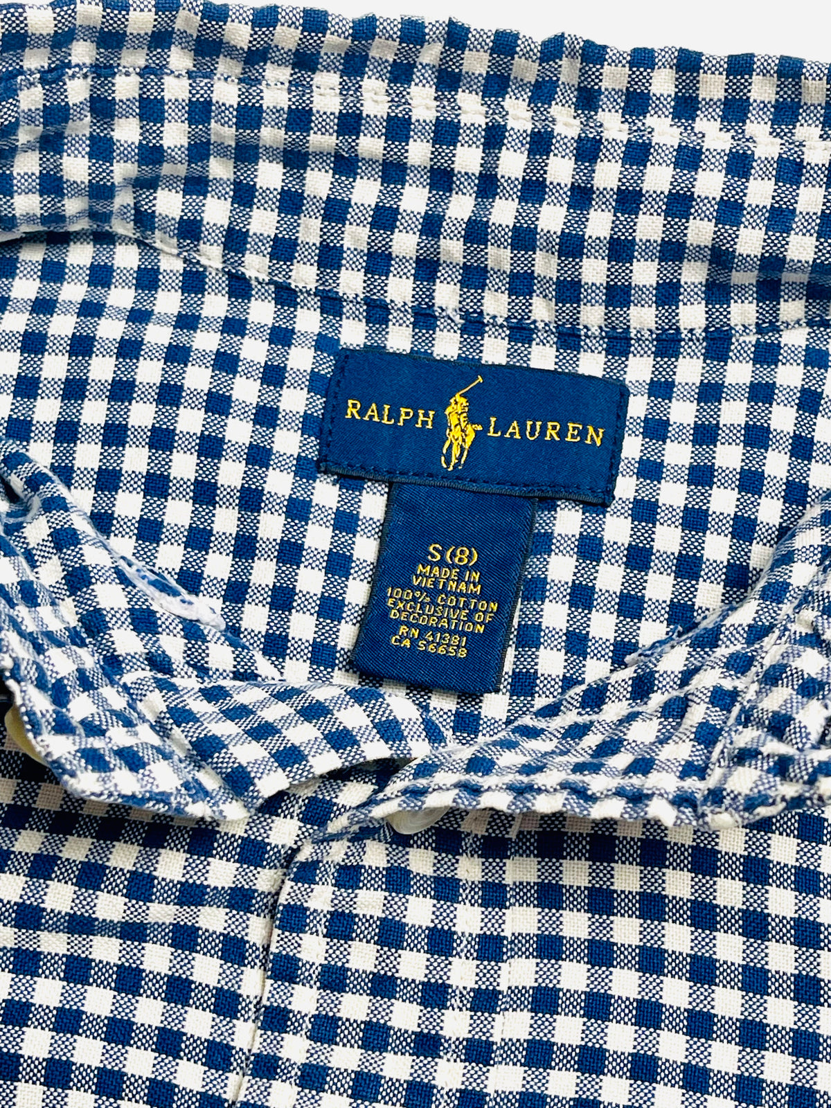 Ralph Lauren Navy Gingham Button-Down Shirt