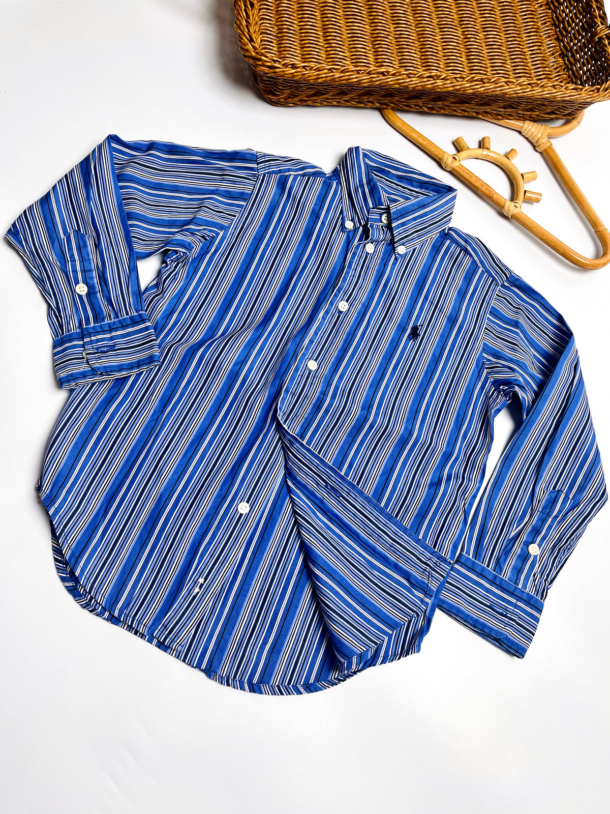Ralph Lauren Blue Striped Long-Sleeve Button-Down