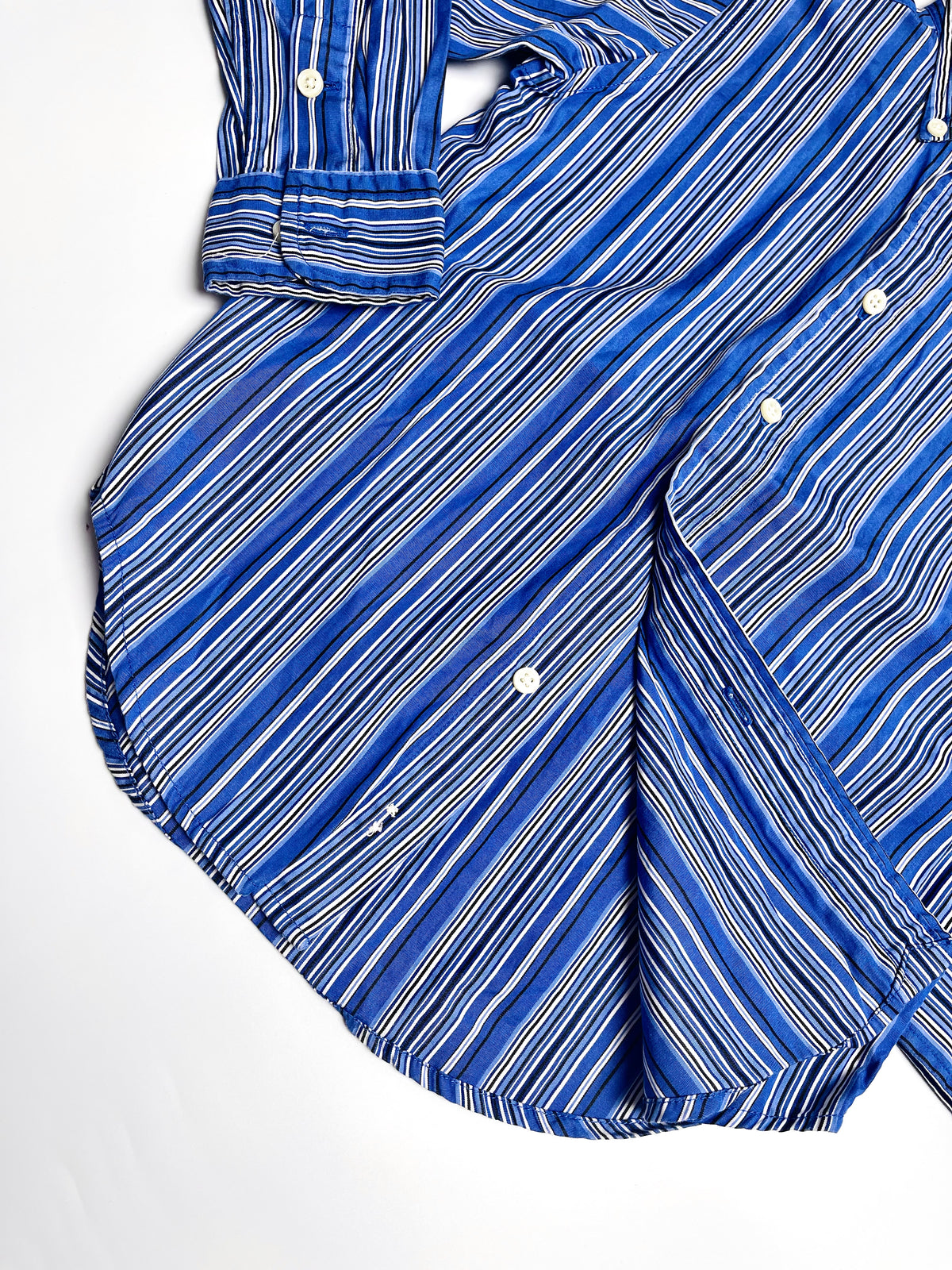 Ralph Lauren Blue Striped Long-Sleeve Button-Down