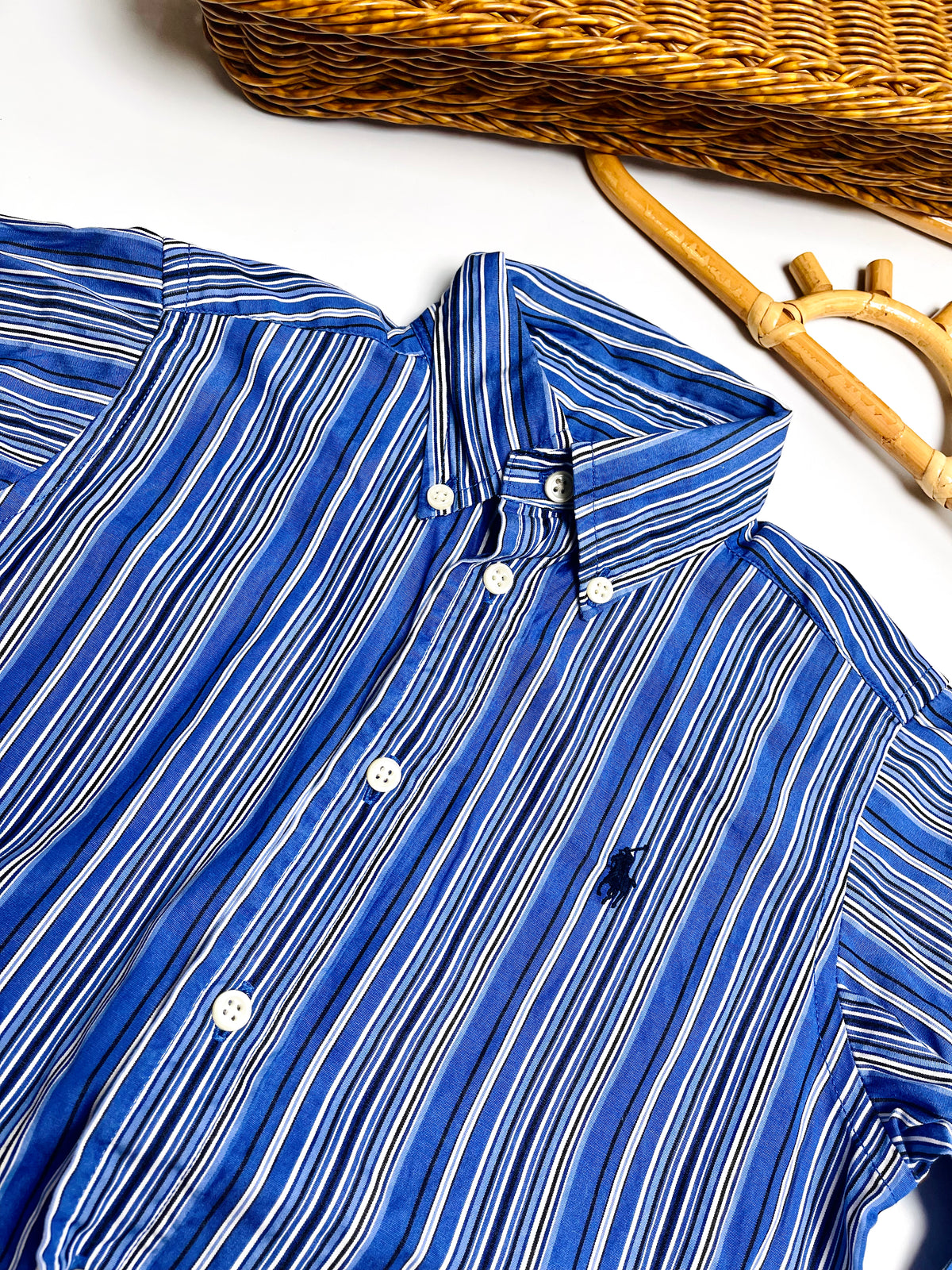 Ralph Lauren Blue Striped Long-Sleeve Button-Down