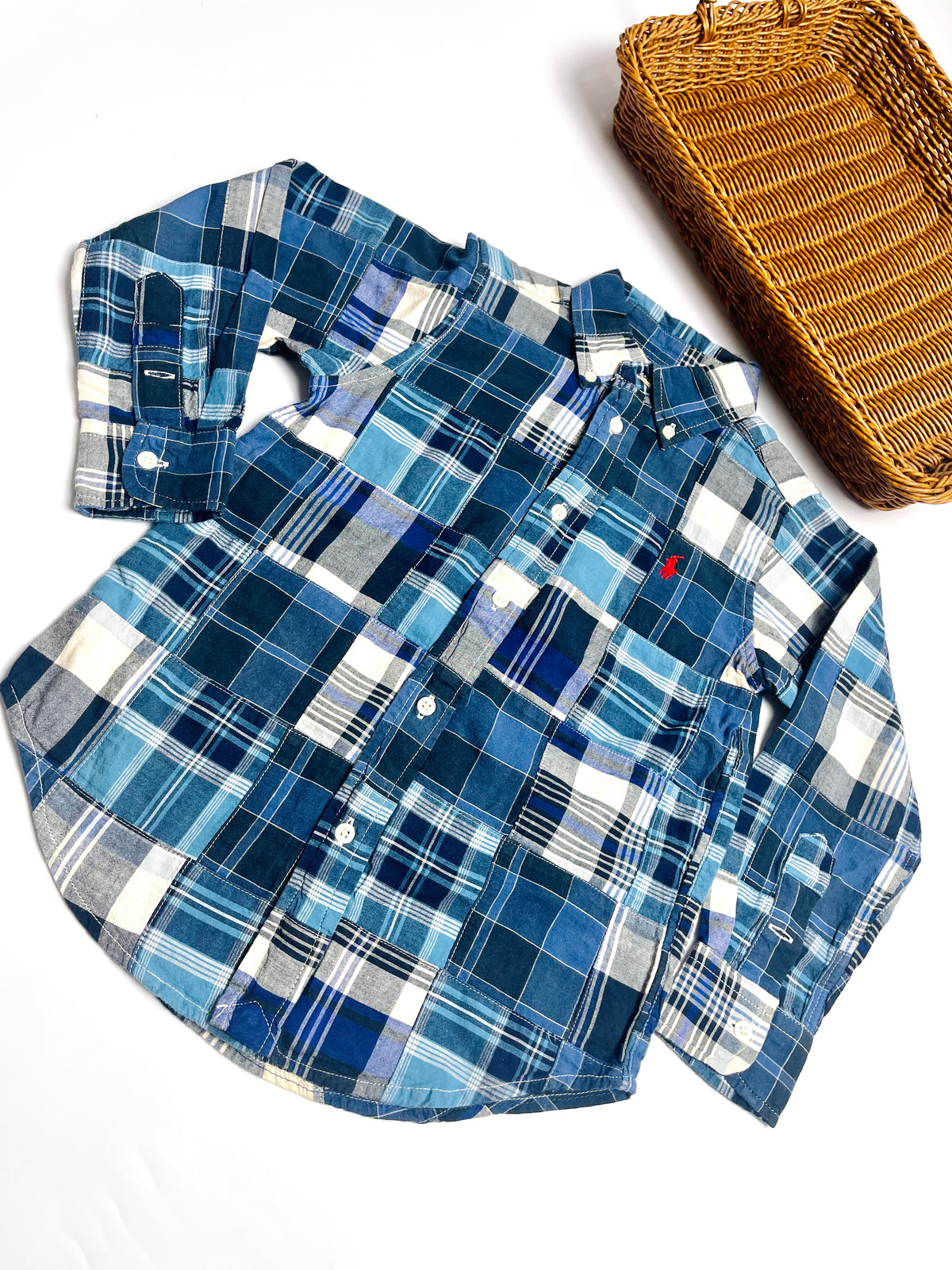Ralph Lauren Blue Patchwork Plaid Button-Down Shirt