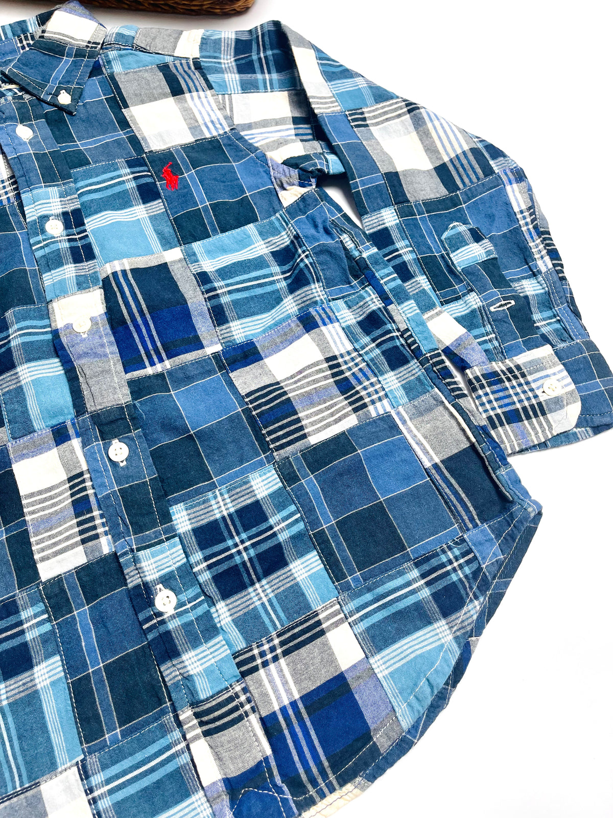 Ralph Lauren Blue Patchwork Plaid Button-Down Shirt
