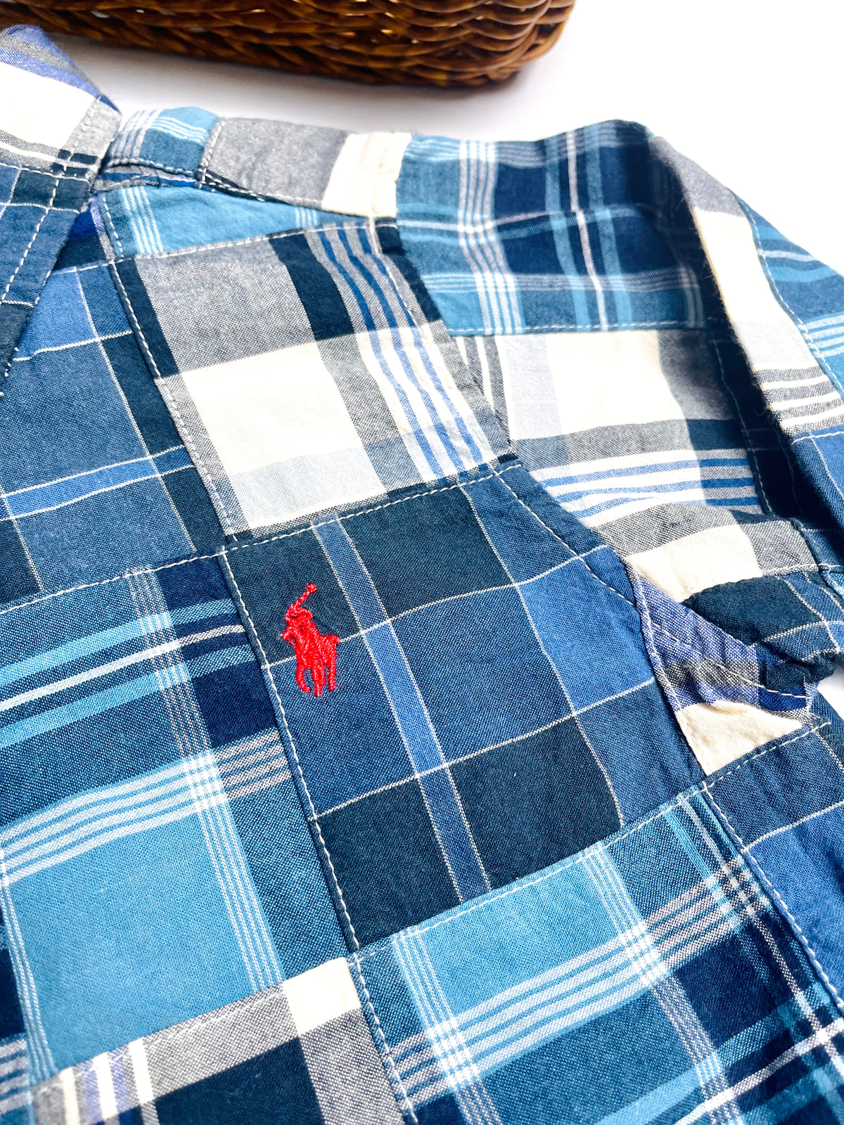 Ralph Lauren Blue Patchwork Plaid Button-Down Shirt