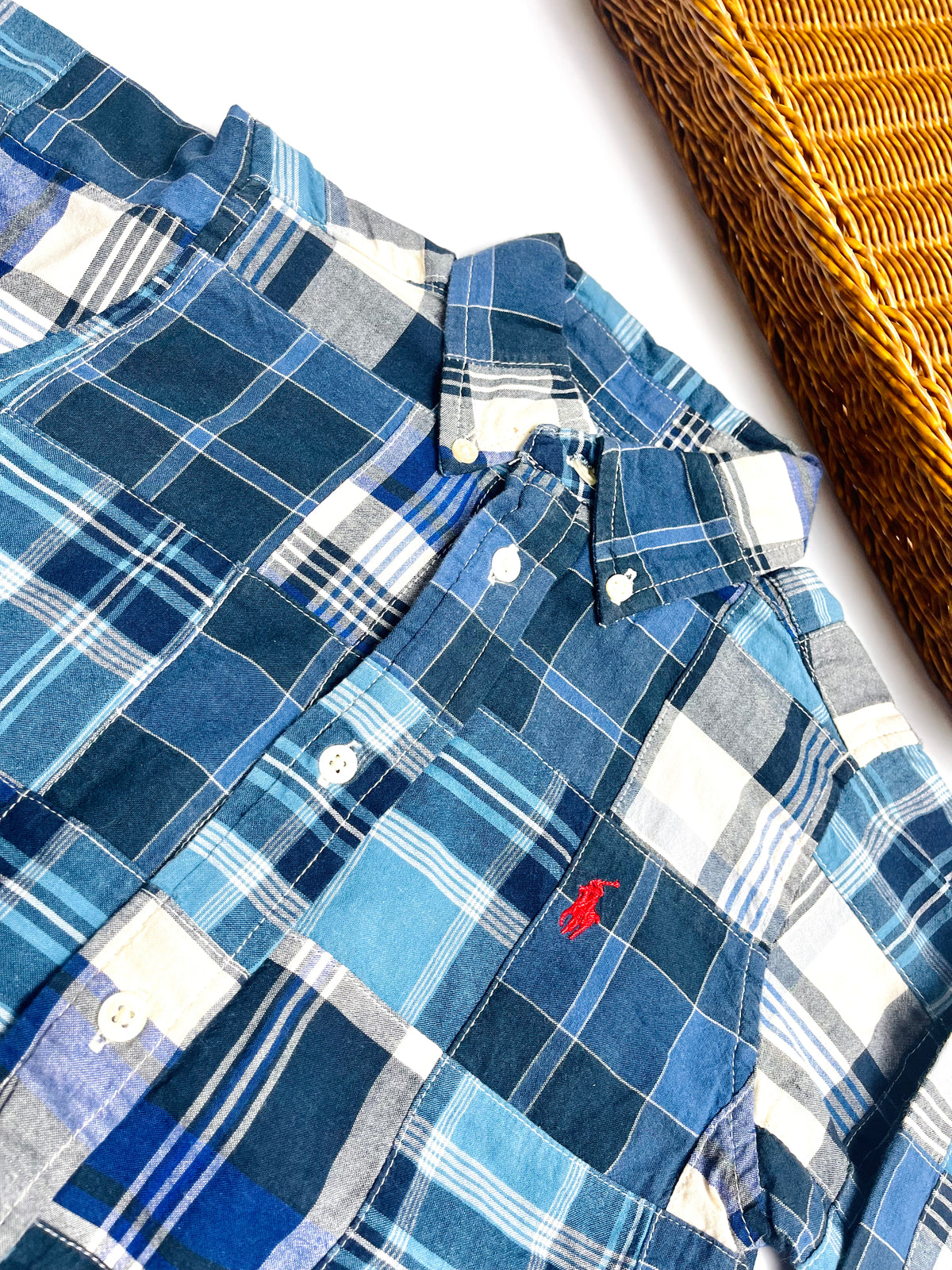 Ralph Lauren Blue Patchwork Plaid Button-Down Shirt