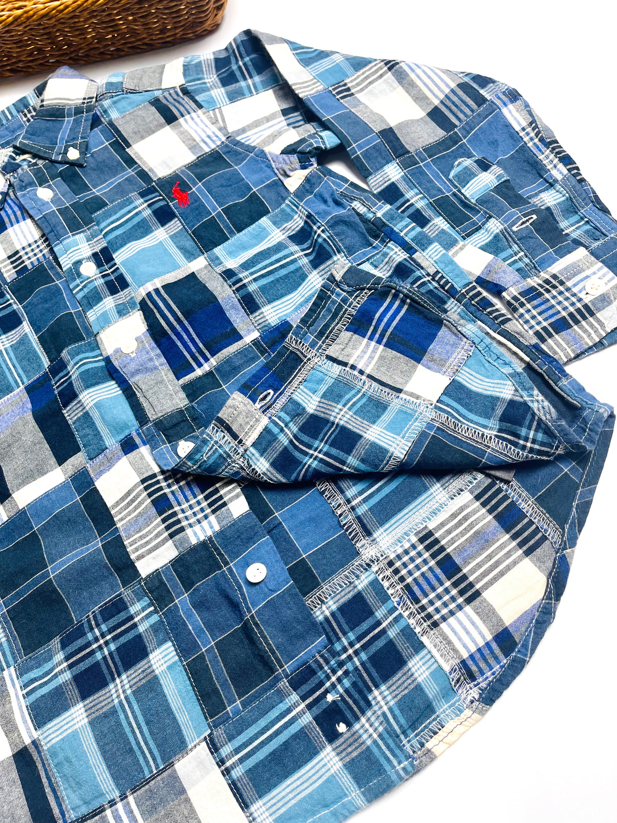 Ralph Lauren Blue Patchwork Plaid Button-Down Shirt