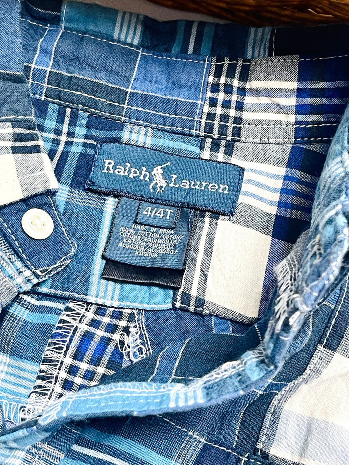 Ralph Lauren Blue Patchwork Plaid Button-Down Shirt