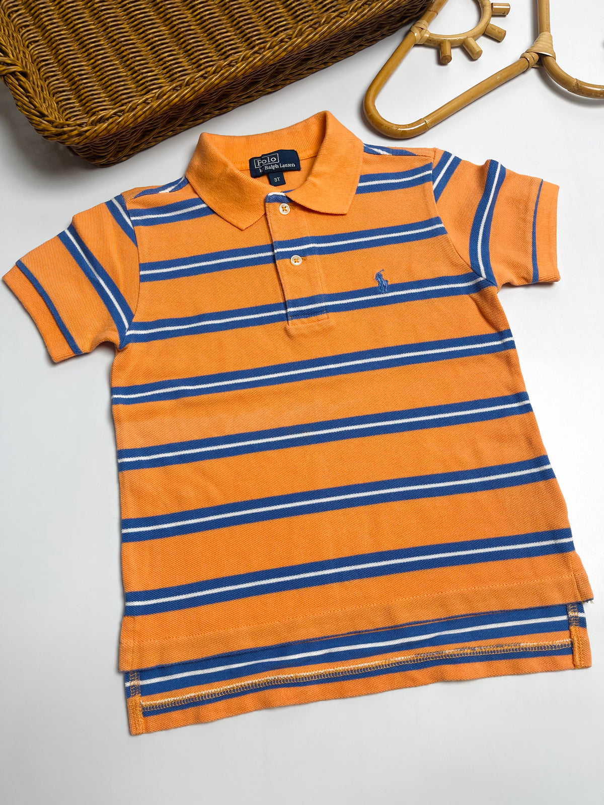 Ralph Lauren Orange & Blue Striped Polo Shirt