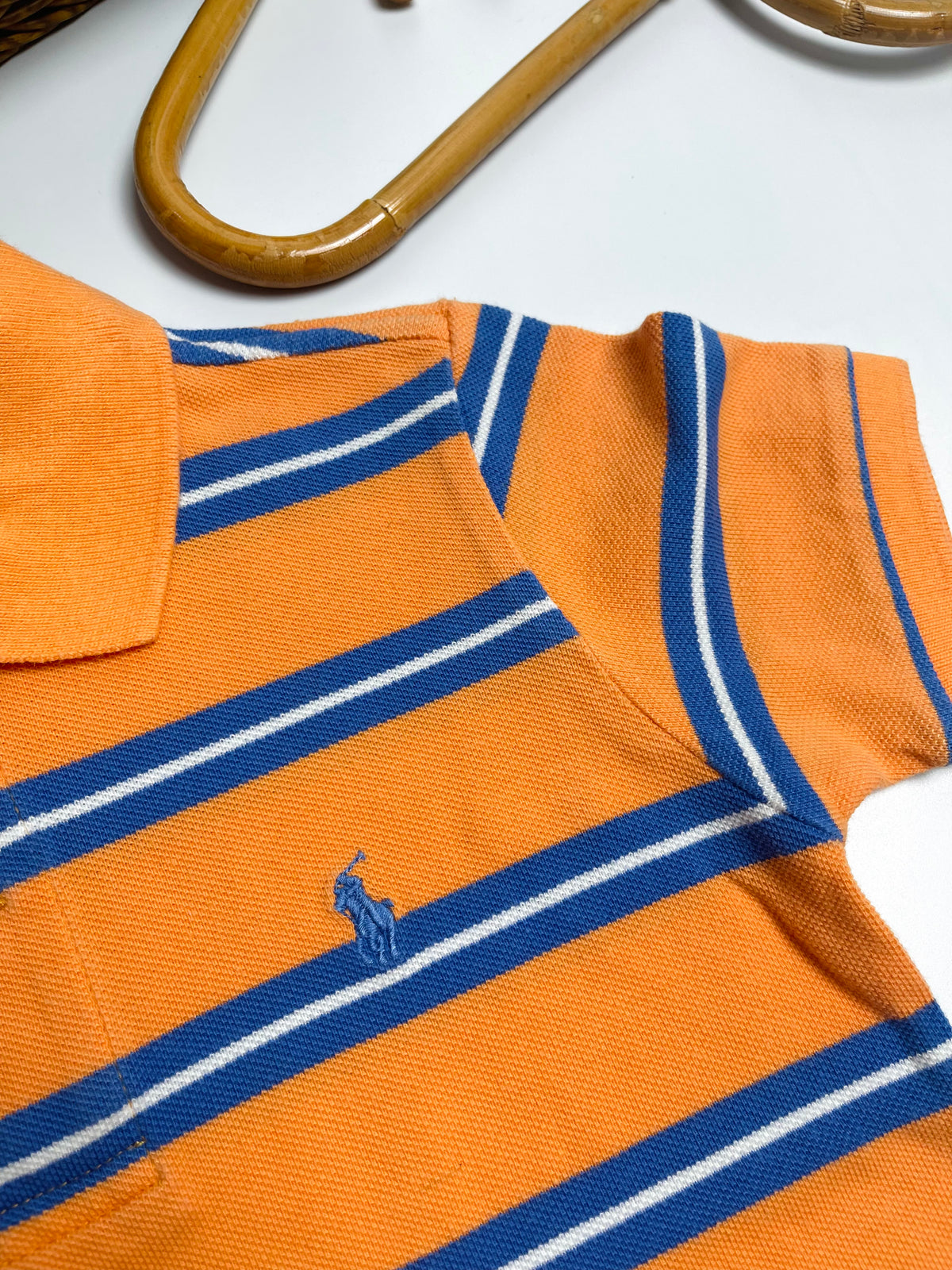 Ralph Lauren Orange & Blue Striped Polo Shirt