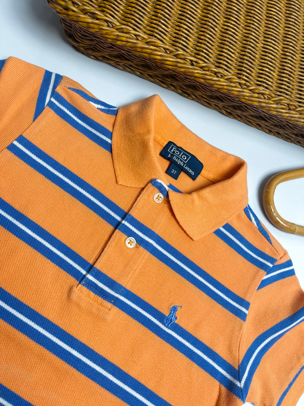 Ralph Lauren Orange & Blue Striped Polo Shirt