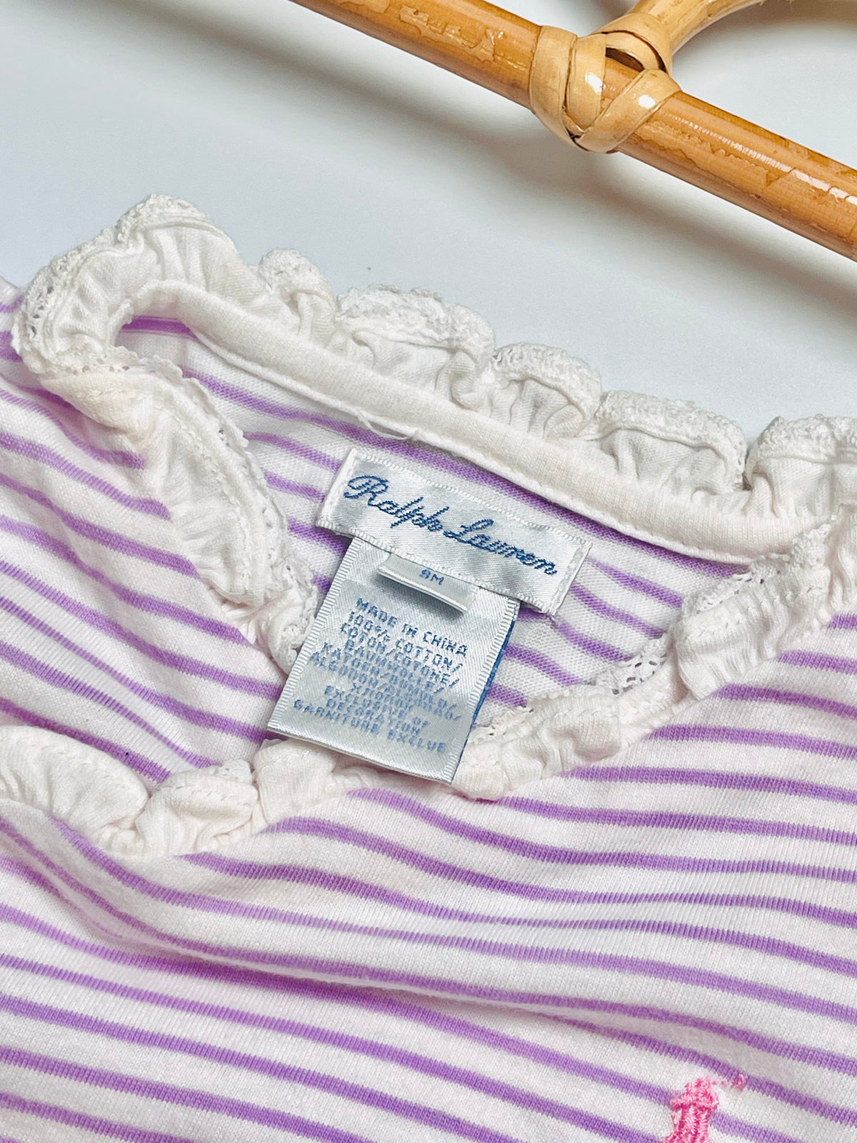 Ralph Lauren Lavender Stripe Ruffle Romper