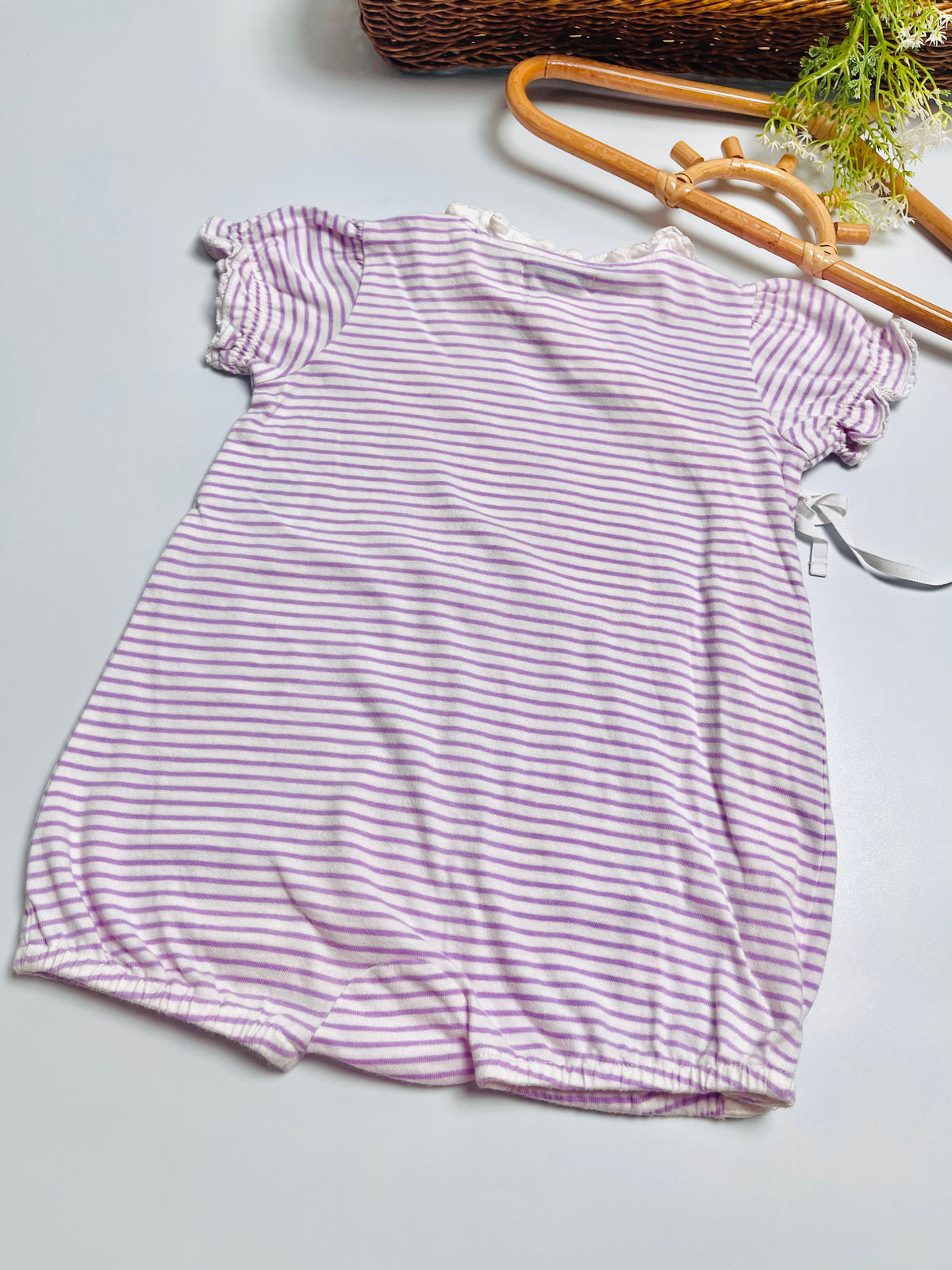 Ralph Lauren Lavender Stripe Ruffle Romper