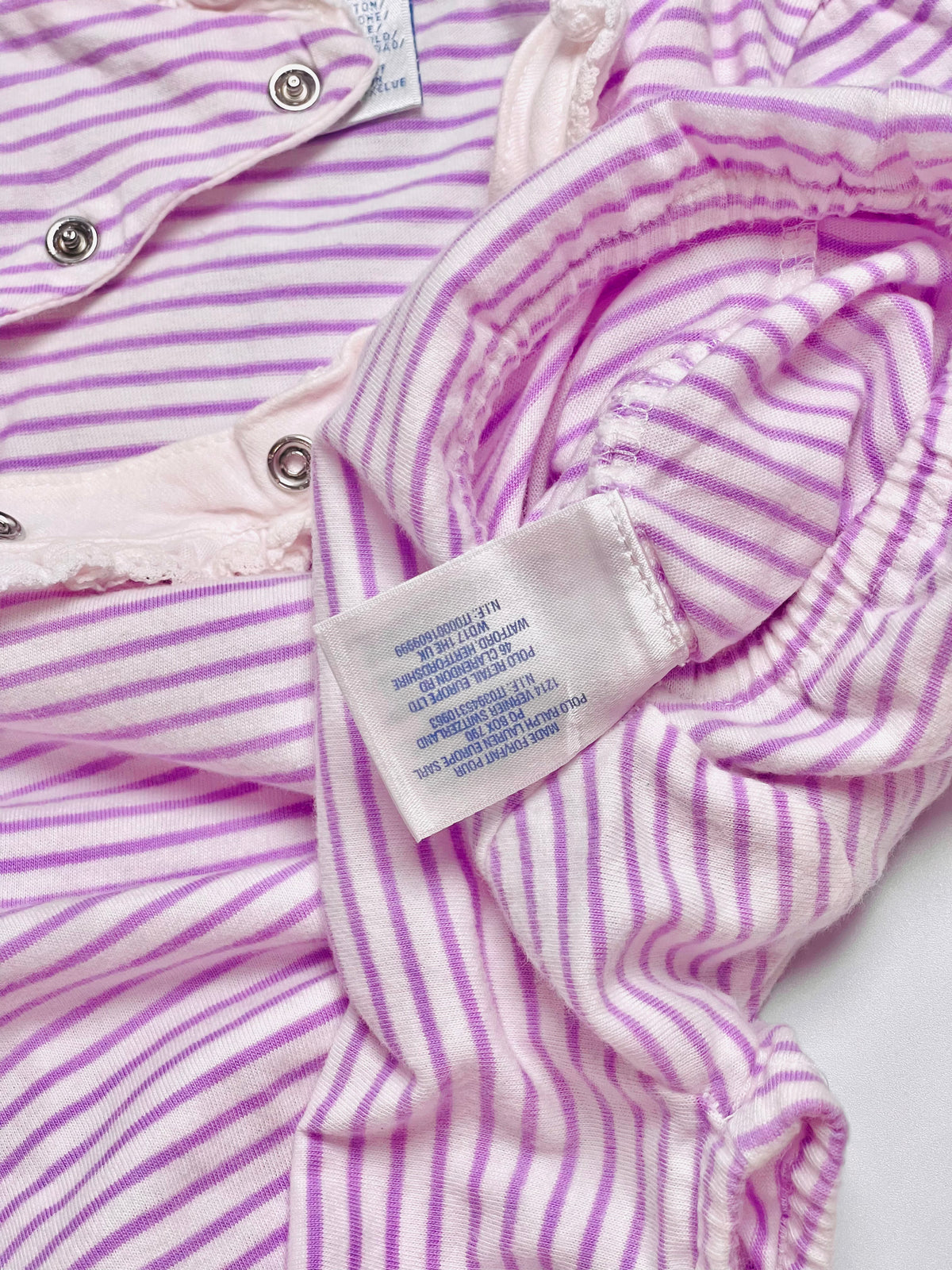 Ralph Lauren Lavender Stripe Ruffle Romper