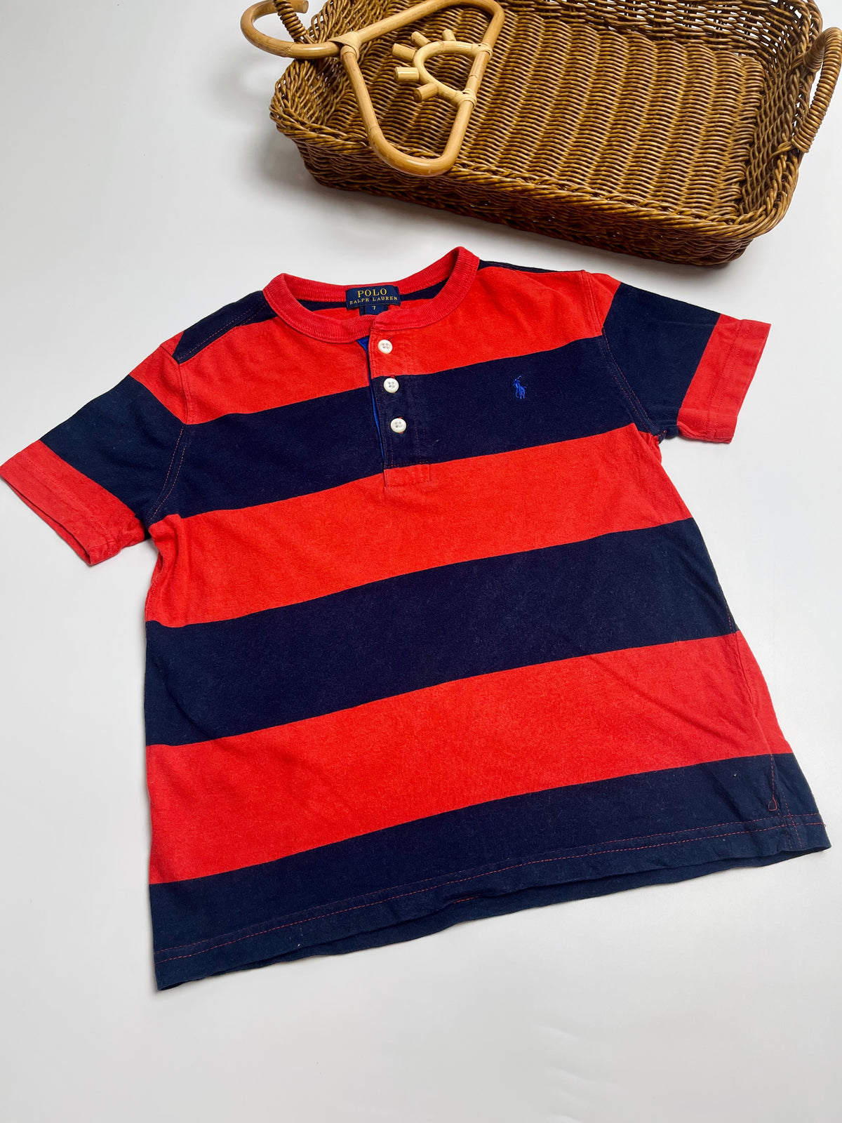 Ralph Lauren Red & Navy Rugby Stripe Tee