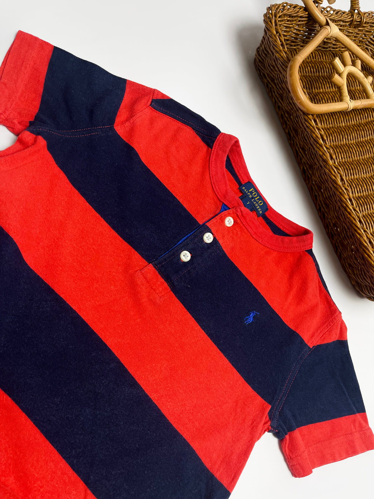Ralph Lauren Red & Navy Rugby Stripe Tee