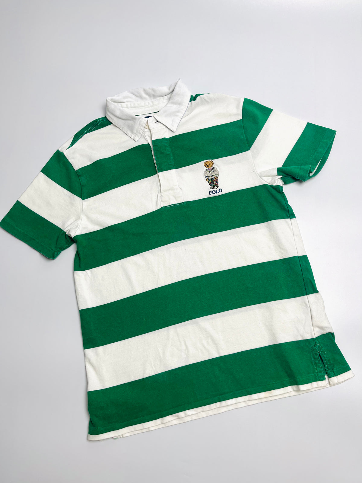 Ralph Lauren Green & White Polo Bear Rugby Shirt