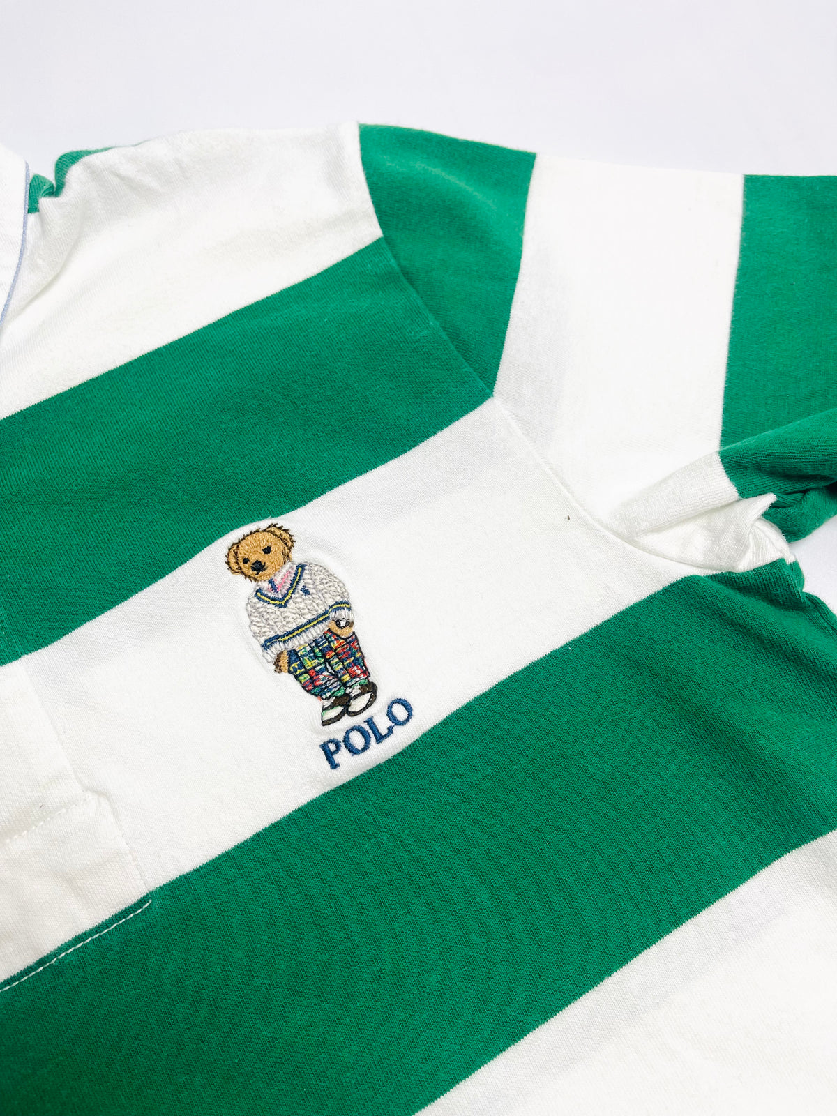 Ralph Lauren Green & White Polo Bear Rugby Shirt