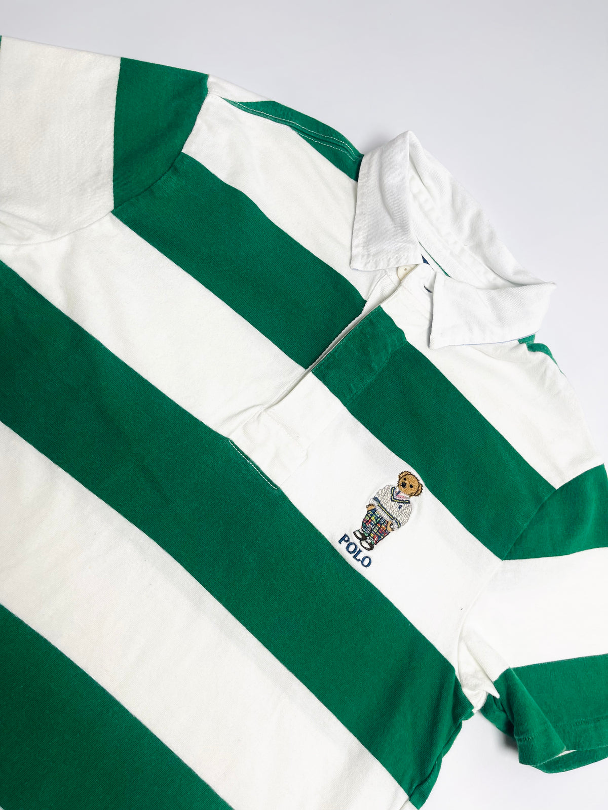 Ralph Lauren Green & White Polo Bear Rugby Shirt