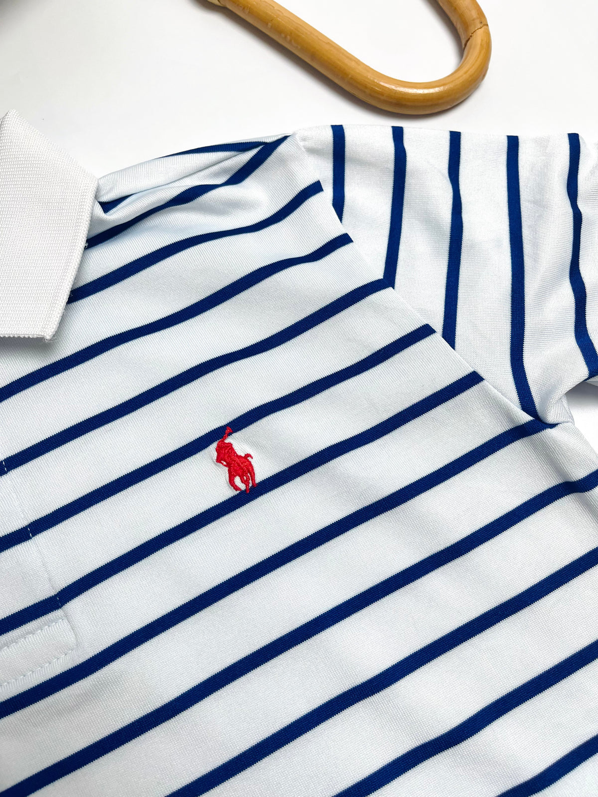 Ralph Lauren Performance White & Navy Stripe Polo Shirt