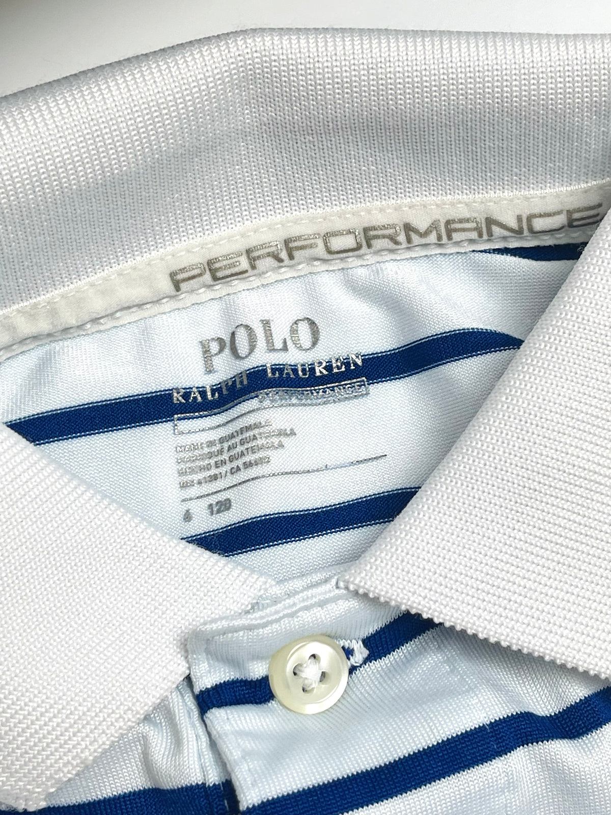 Ralph Lauren Performance White & Navy Stripe Polo Shirt