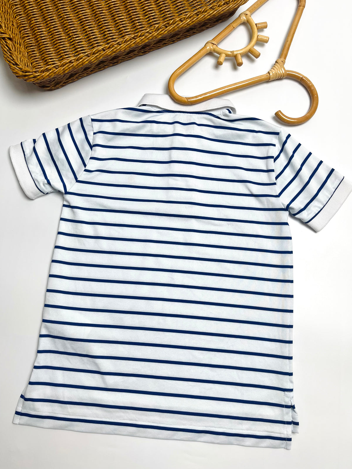 Ralph Lauren Performance White & Navy Stripe Polo Shirt