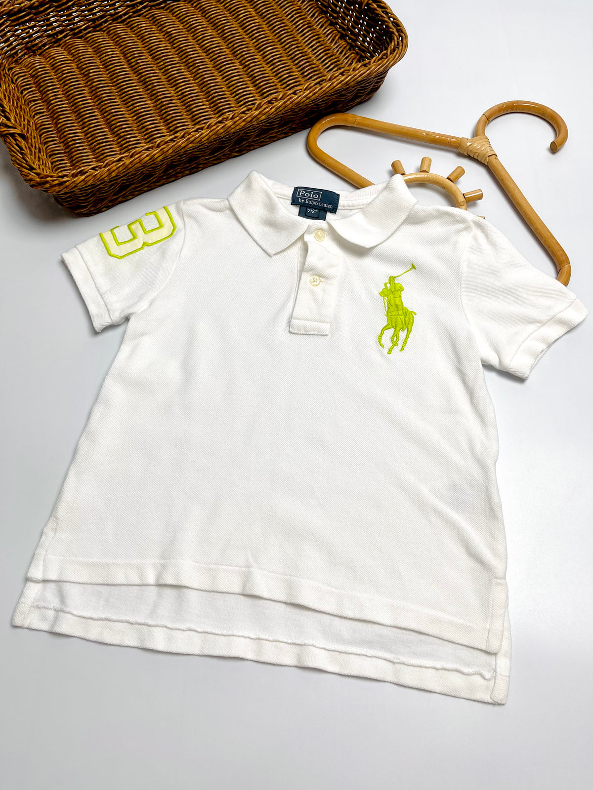 Ralph Lauren White Neon Pony Polo Shirt