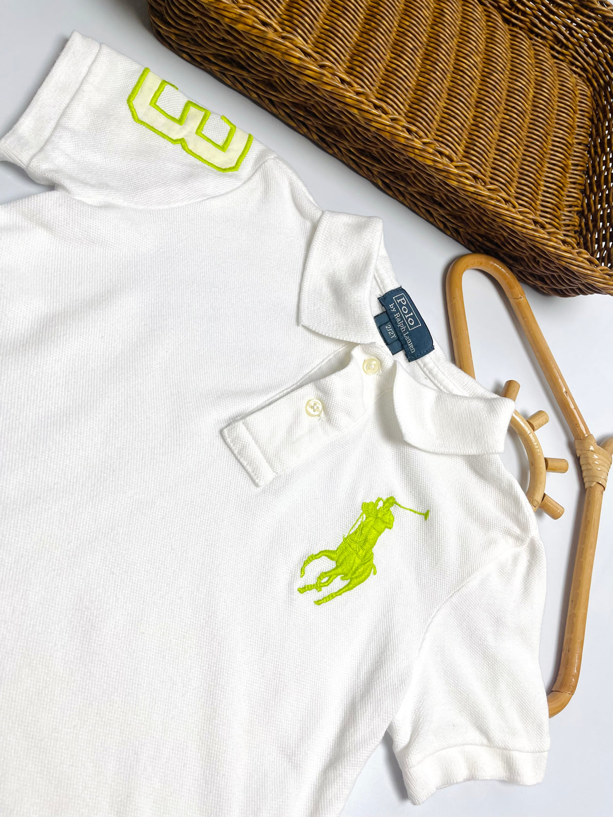 Ralph Lauren White Neon Pony Polo Shirt
