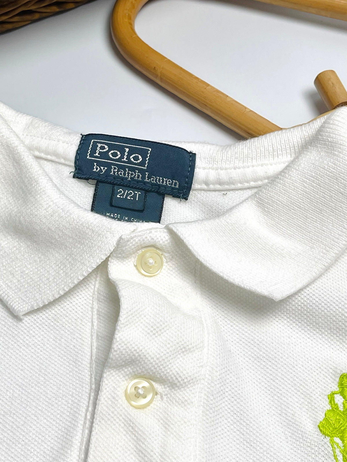 Ralph Lauren White Neon Pony Polo Shirt