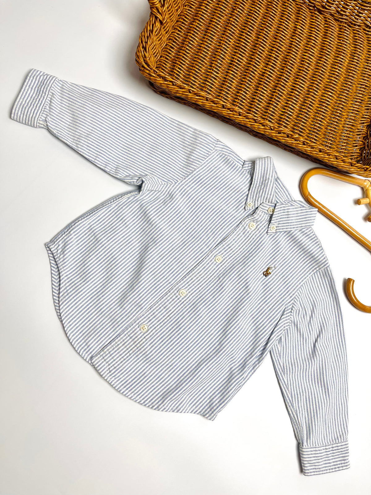 Ralph Lauren Blue & White Striped Button-Down Shirt